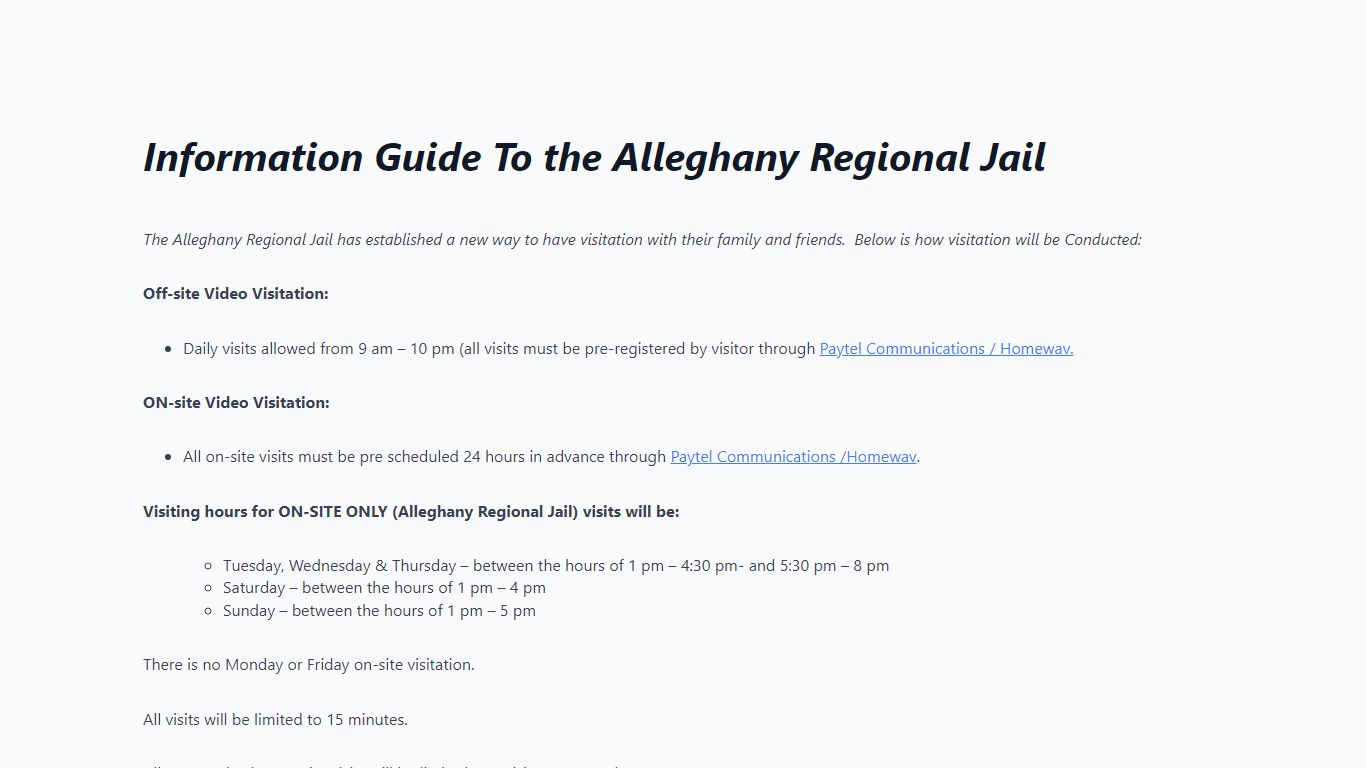 Inmate Information | Alleghany County Sheriff’s Office and Regional Jail