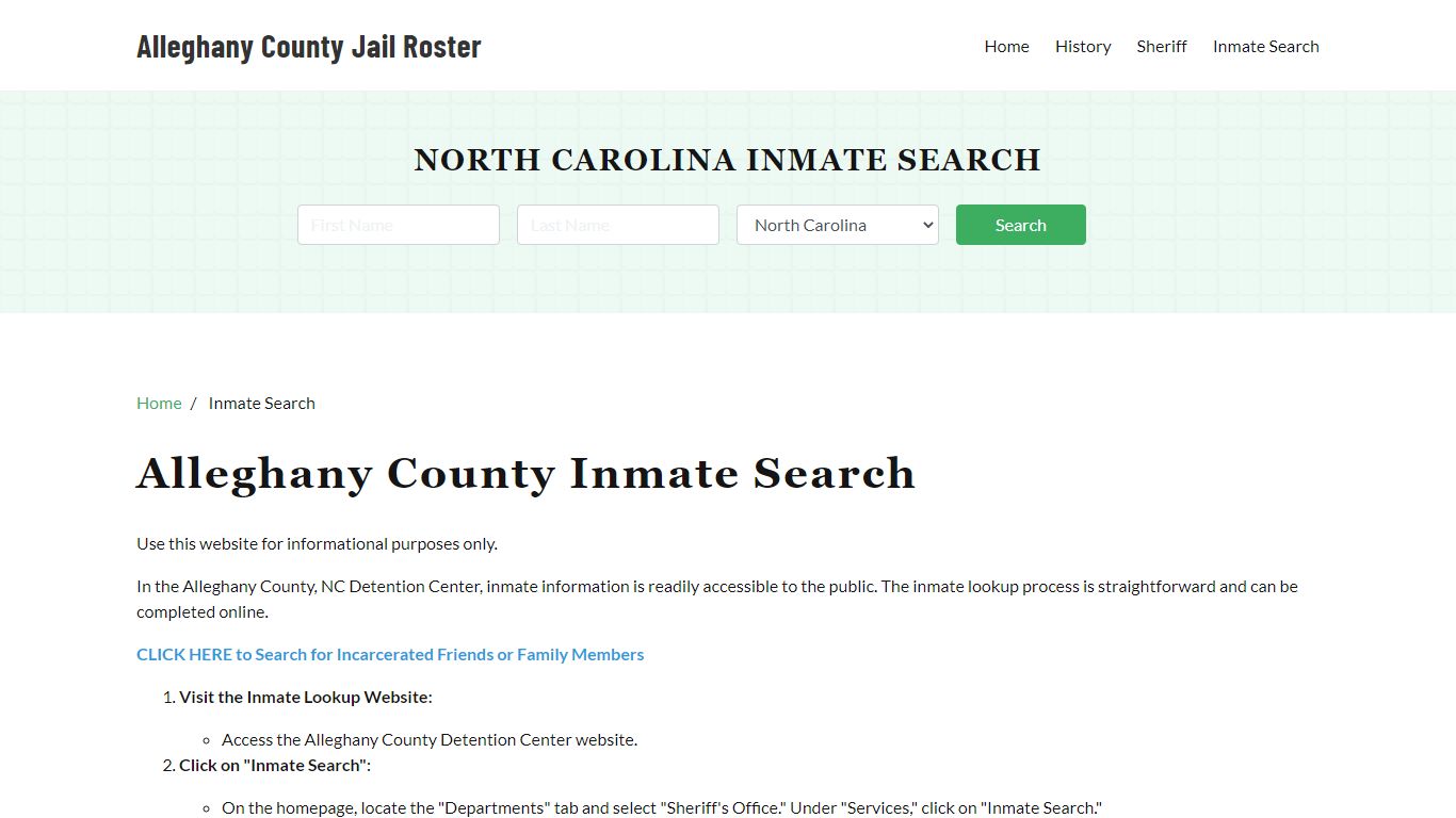 Alleghany County, NC Detainee Lookup